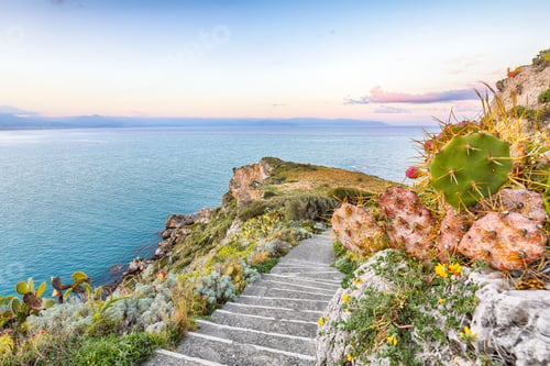 Preview: Unbelivable spring view on the the cape Milazzo panorama of nature reserve.