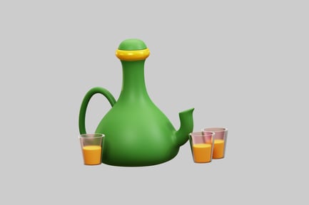 Preview: Green festive teapot and glasses