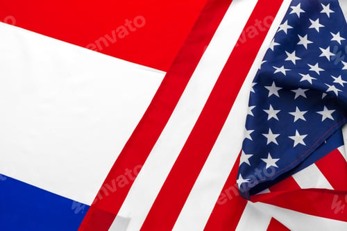 Preview: United States of America flag and France flag
