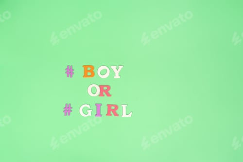 Preview: The words boy or girl are depicted in pixel art on a green background