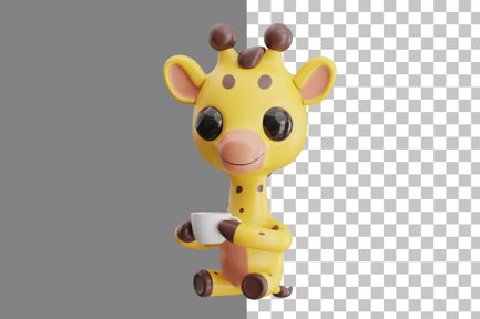 Preview: Giraffe Enjoying Tea 3D Illustration