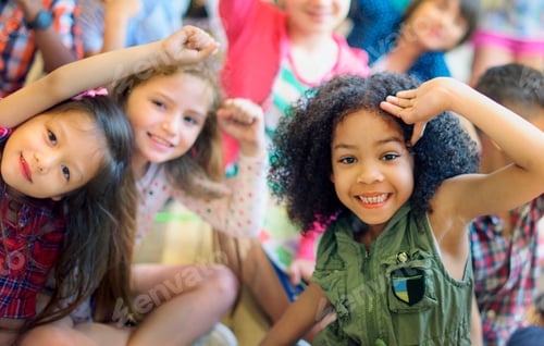 Preview: Happy diverse young school kids