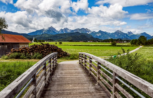 Preview: Beautiful natural landscape of the Alps. Forggensee and Schwanga
