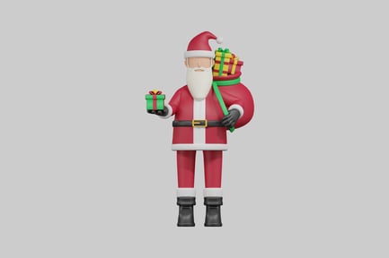 Preview: Cartoon santa claus with gift
