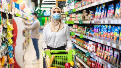 Preview: Muslim Wife In Hijab Doing Grocery Shopping In Modern Supermarket