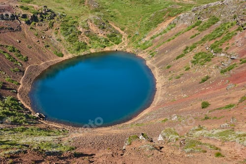 Preview: Kerid crater filled with water. South area. Golden Circle. Iceland.