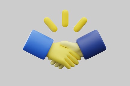 Preview: Two hands shaking with three yellow capsules above.