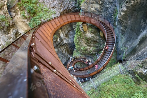 Preview: Liechtenstein gorge. Spriral staircase. Hanging corridor. Salzburg region. Austria
