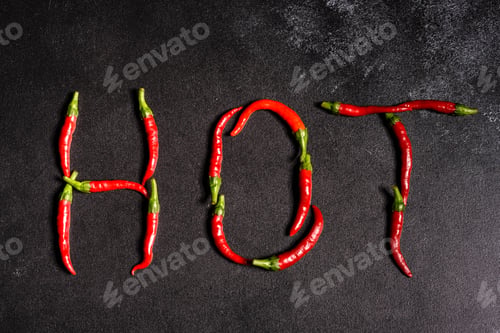 Preview: Bright red chilli pepper on a grey concrete background