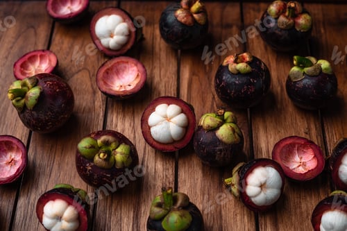 Preview: Mangosteen fruit on wooden background