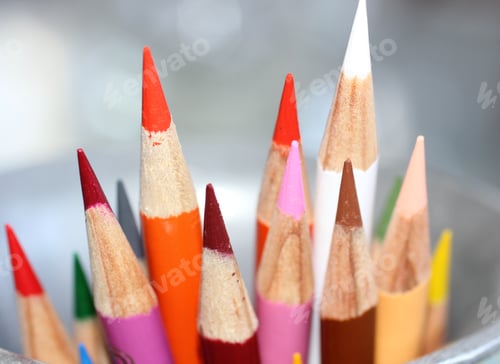 Preview: Side view of color pencils on back to school days.