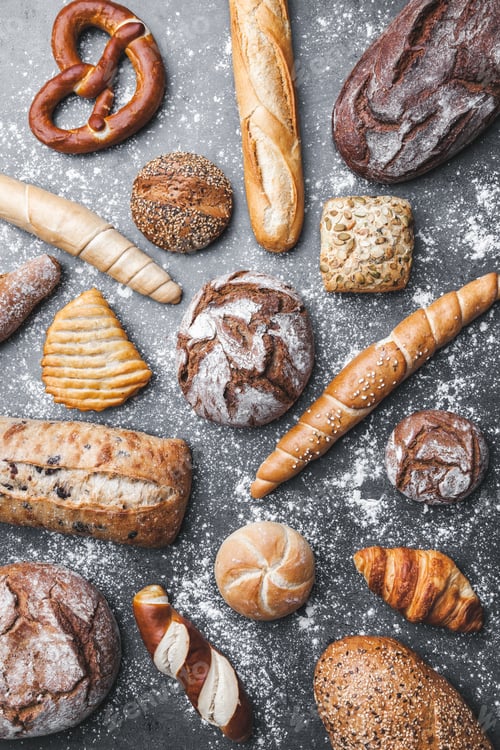 Preview: Delicious fresh bread on rustic background
