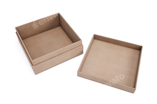 Preview: Mockup cardboard boxes for your design. Isolated on a white back