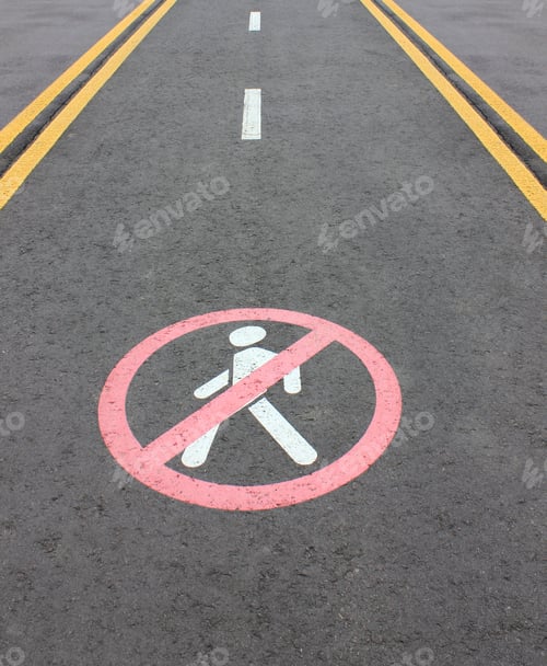 Preview: No pedestrians Allowed. Circular traffic sign.