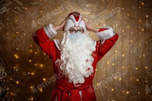 Preview: Santa Claus posing in mask, hand gestures