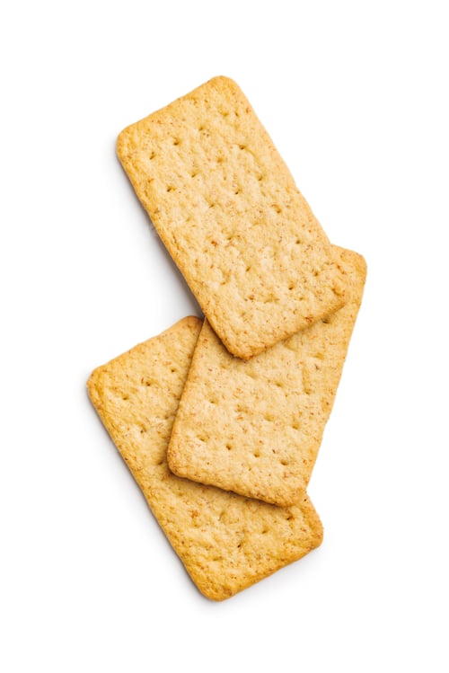 Preview: Salted crackers isolated on white background.