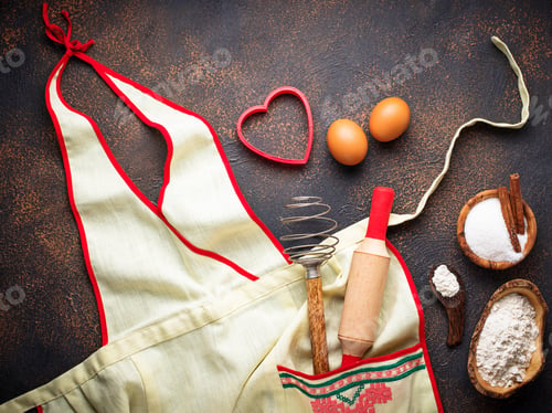 Preview: Ingredients for baking and apron