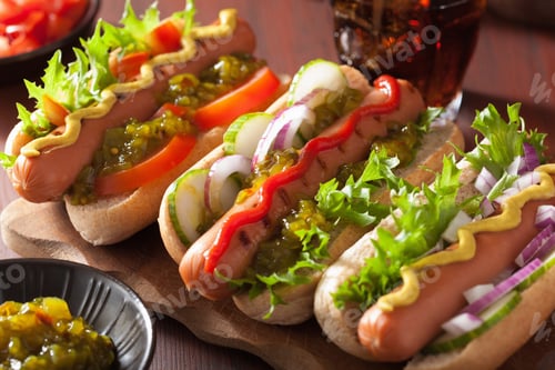 Preview: Loaded Hot Dogs with Pickles and Condiments