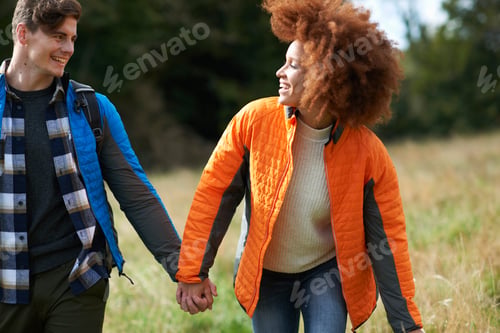 Preview: Couple holding hands in field