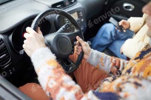 Preview: Woman Driving Car in Winter