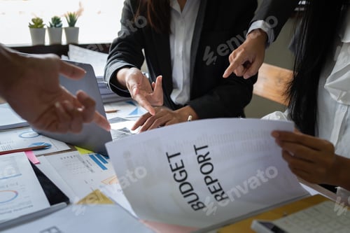 Preview: Group of fund manager analyzing big data for future investment