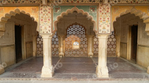 Preview: Closeup shot of Amber Fort site as part of Hill Forts of Rajastan group in India
