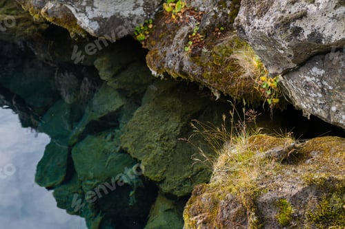 Preview: View on the underwater rocks in Silfra in Iceland