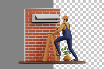 Preview: Technician Repairing AC 3D Illustration