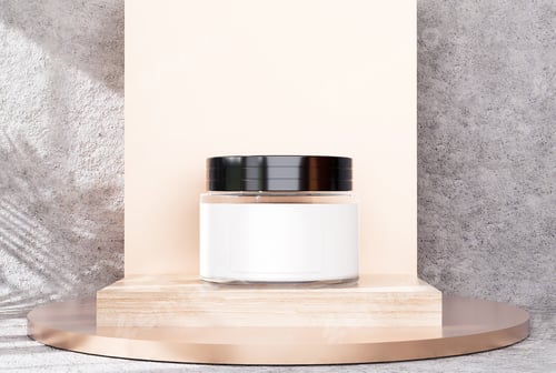 Preview: Mockup skin care product ads on wood stand and a marble stone background