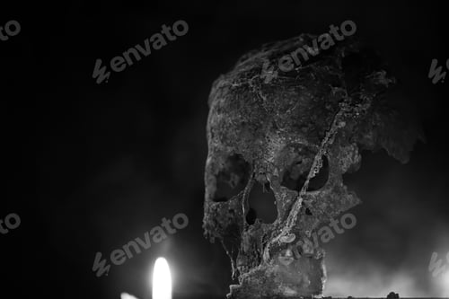 Preview: Scary grunge skull wallpaper. Halloween background.