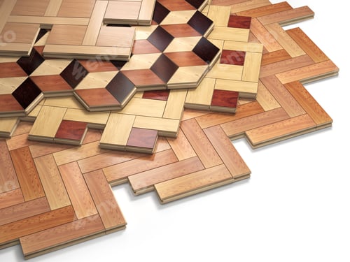 Preview: Stack ofr parquet wooden planks. Few types of wooden parquet coa