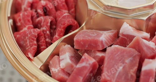 Preview: Fresh of the raw beef and pork