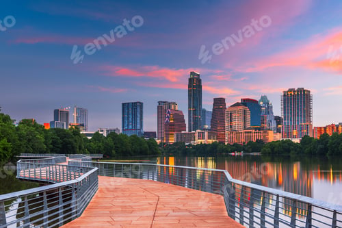 Preview: Austin, Texas, USA downtown skyline over the Colorado River
