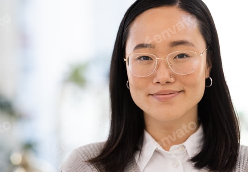 Preview: Business woman, face and portrait, success and mockup space, vision and professional mindset with c