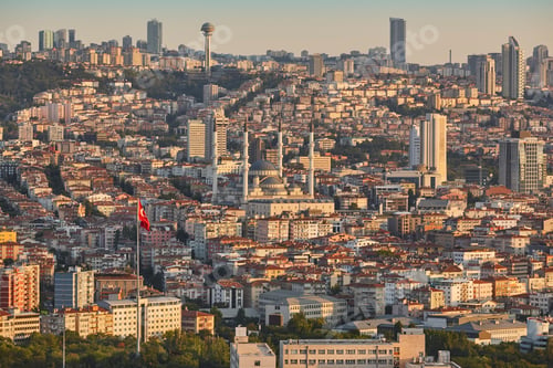 Preview: Ankara skyline at sunset. Turkish capital cityscape. Turkey