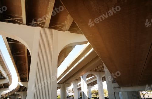 Preview: Low angle view of underneath a highway bridge