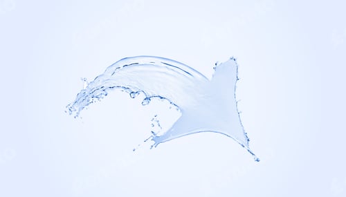 Preview: Arrow of water on light blue background