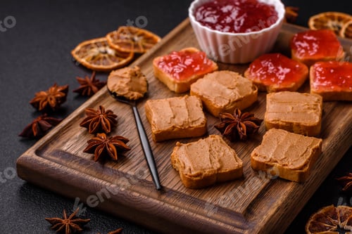 Preview: Delicious nutritious sandwiches with peanut butter, strawberry jam