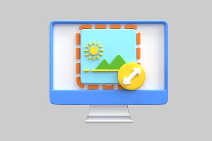 Preview: Contemporary Computer Monitor with Yellow Button and Solar Motif