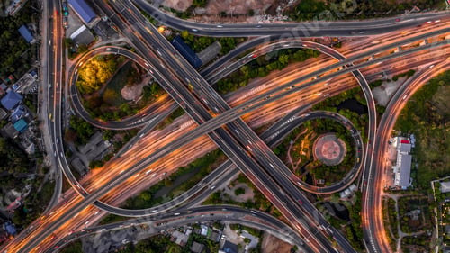 Preview: Aerial view elevated road and traffic junctions, Modern construction design traffic ways traffic.