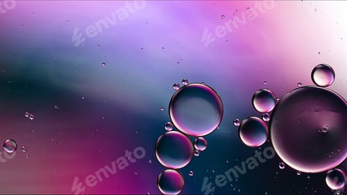 Preview: Abstract Colorful Food Oil Drops Bubbles and spheres Flowing on Water Surface