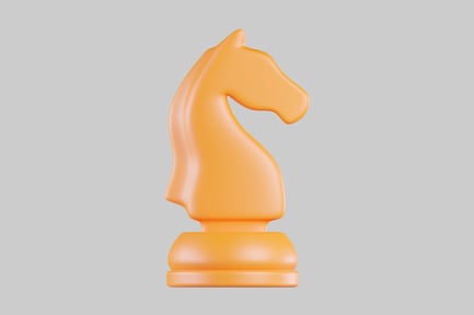 Preview: Chess knight piece in vibrant orange