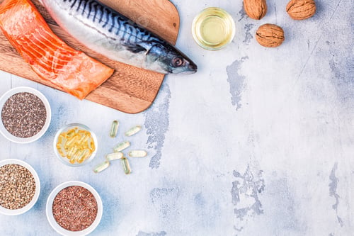 Preview: Healthy eating concept. Sources of omega 3.