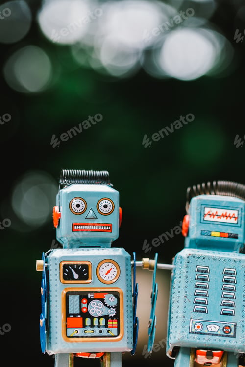 Preview: Vintage robot tin toy background