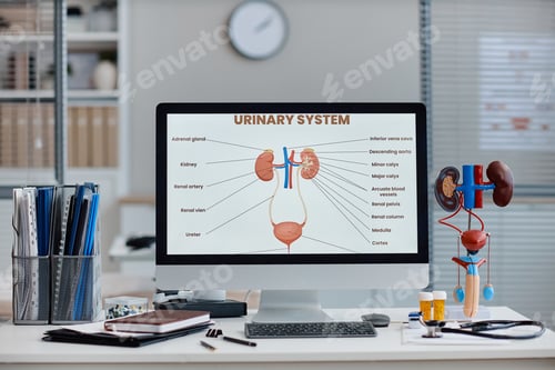 Preview: Urinary System Diagram on Computer in Medical Office