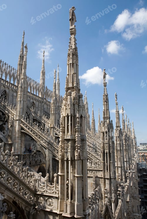 Preview: View of spires and statues Milan Cathedral, Milan, Lombardy, Italy