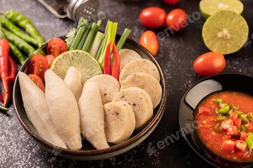Preview: Rugby Fish Balls with Lemon Chili Paste, Tomato and Chili.
