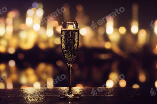 Preview: sparkling champagne in glasses and festive lights New Year