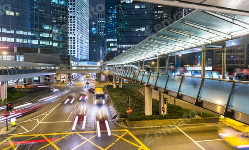 Preview: Traffic and elevated walkways, Hong Kong, China