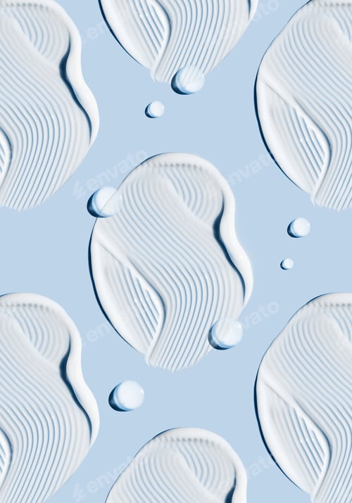 Preview: pattern cosmetic smears cream texture on blue background